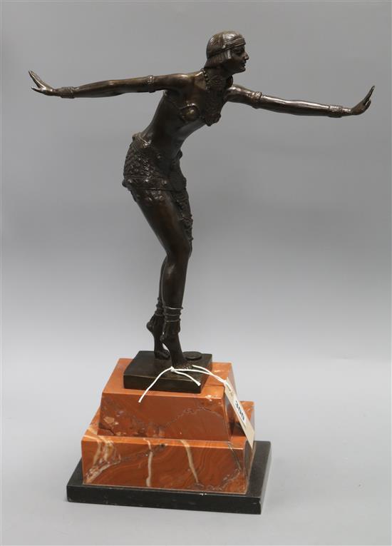 An Art Deco style bronze of a flapper, signed D.H. Chiparus height 47cm